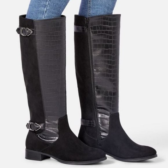 NIB JUSTFAB TANIYA KNEE HIGH FLAT BOOT (7 / BLACK) - Picture 9 of 10